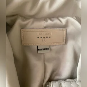 BLANK NYC leather cream motto asymetrical jacket thumbnail 2