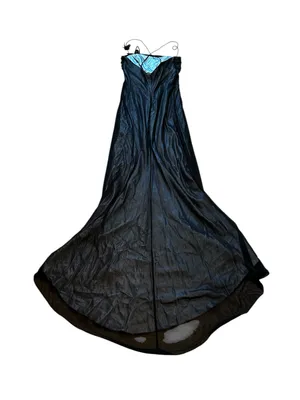 Vintage Zum Zum Blue Black Mesh Overlay Maxi Dress Prom Formal Gown 90s Y2K thumbnail 9