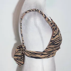 Aerie Tan and Black Tiger Print Bikini Top NWT Size Small Triangle Bikini Top thumbnail 3