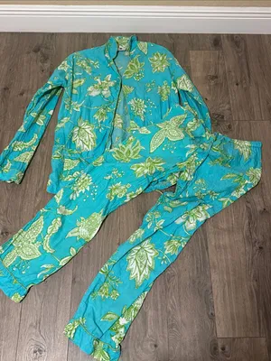 Malabar Bay by Jaye's Women's Turquoise & Green Pajama Set - XL thumbnail 4