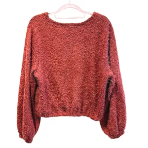 Altar'd State Womens Red Eyelash Knit Fuzzy Cropped Sweater BE20916-B‎ Large thumbnail 3