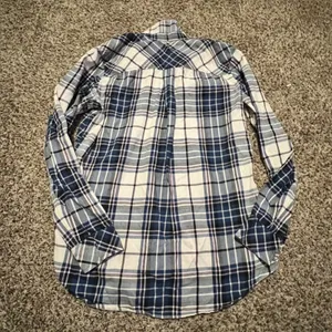 Banana Republic Soft Wash‎ Plaid Tunic Shirt Womens Small Blue White Cotton Top thumbnail 7