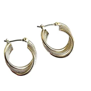 Silver tone small twisted hoop earrings thumbnail 5