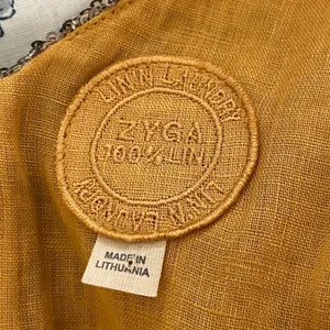 Zyga Lin'n Laundry Sequin Linen Dress Mustard Yellow Gold Sleeveless Sheath 38 S thumbnail 3