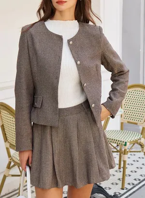 Rihoas Brown Button Pockets Jacket thumbnail 1