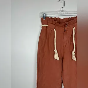 Veronica Beard Karter Paperbag Linen Belted High Rise‎ Straight Leg Pants Sz 4 thumbnail 3