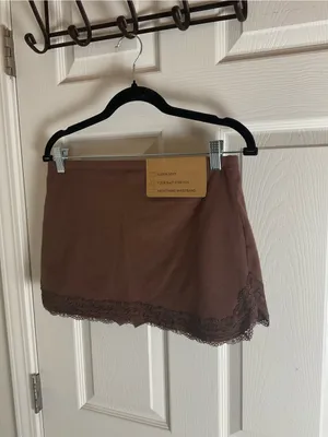 NWT Skort Chrome Riot Brown Lace Trim Skort Size M – Soft & Stretchy thumbnail 6