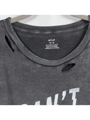 Aerie Women’s M Charcoal Gray “Can’t Be Tamed” Distressed Graphic T-Shirt thumbnail 3