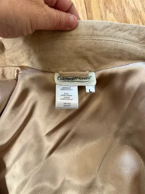 Coldwater Creek Women's L Tan‎ Genuine Suede 100% Leather Jacket Floral Applique thumbnail 7