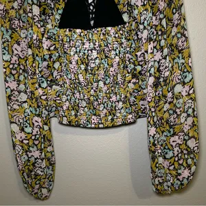 Free People Mabel Balloon Sleeve Floral Boho Blouse Women’s Size Medium thumbnail 10