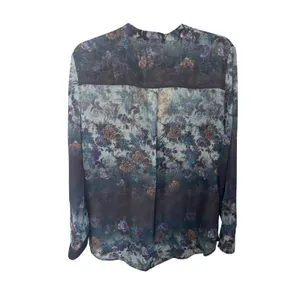 MNG Collection Womens Blouse 8 Multicolor Sheer Floral Button‎ Up Dark Academia thumbnail 2