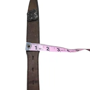 Western Leather Belt Womens 30 Brown Good Vintage 1993 Concho Buckle Patina thumbnail 7