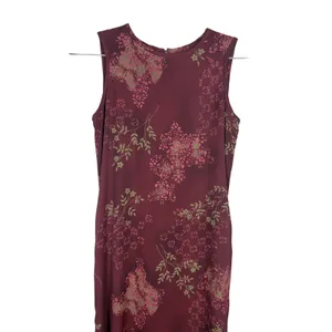 Jones Wear Burgundy Floral Damask Sleeveless Maxi Dress Size 4 Vintage thumbnail 2