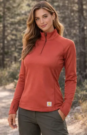 Carhartt‎ Womens 1/4 Zip Pullover Thermal Base Layer Rust XS WK015 Gorpcore thumbnail 1