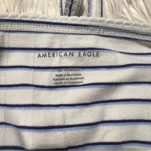 American Eagle Womens Size XS Halter Top White Navy Blue Stripes Textured Cotton thumbnail 7