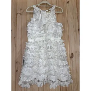 NWT Lulus Dearly Adored White Applique Halter Sleeveless Mini Dress Cocktail L thumbnail 6