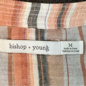 Anthropologie Bishop + Young Coastal Boho Striped Cotton Blouse Orange Cream M thumbnail 5