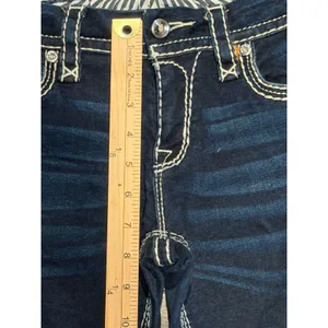 Rock Revival Janelle Bootcut‎ Jeans Dark Wash Low Rise Flap Pockets Bling SZ 28 thumbnail 7