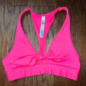 PINK XS twist front sports bra neon pink thumbnail 1