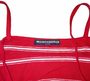 Brandy Melville Faye Red/White Striped Crop Tank thumbnail 3