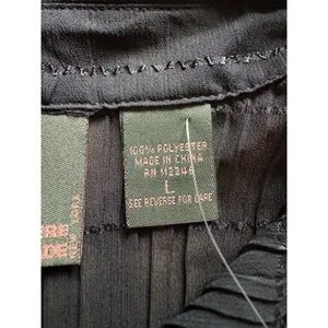 Serenade Women Sz Large Button Down Shirt Crinkle Stretch Black Office Chic NWT thumbnail 8