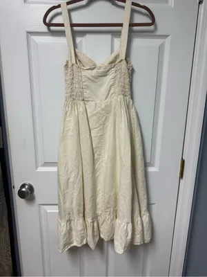 Women's Cream Midi Sundress with Ruffle Hem thumbnail 4