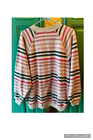 American Eagle Oversized Striped Sweatshirt Retro 90s Indie Raglan Pullover XS thumbnail 7