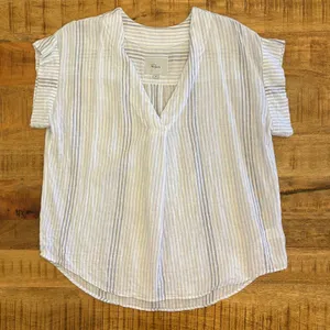 Rails Nala Top Womens M Linen Blend Blue Stripe Coastal Lightweight Relaxed thumbnail 10