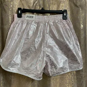 PINK Victorias Secret Silver Pink Sequin Bling Campus Running Shorts, S NWT thumbnail 2