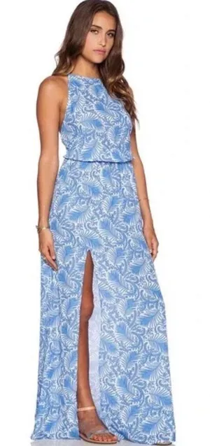 Womens Show Me Your Mumu Sea Breeze Blue Halter Maxi Dress - Sz L thumbnail 1