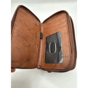 Buxton Brown Genuine Leather Double Zip Around RFID Organizer Wallet‎ Women thumbnail 7
