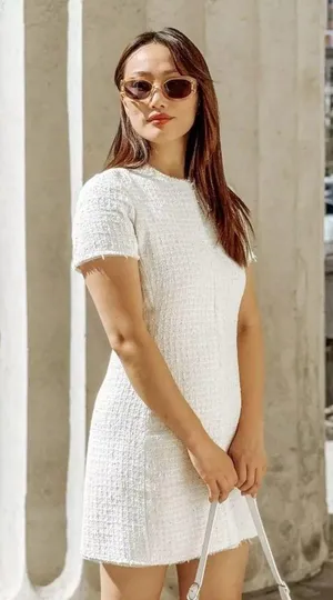 NWT❗️ZARA Elegant White Tweed Short Cutted Dress ZW Collection Mini Ivory Size M thumbnail 4