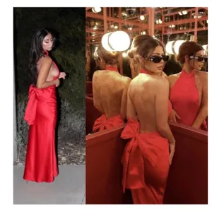 House of CB 'Ilaria' Red Bow Halter Dress from Size Small thumbnail 6