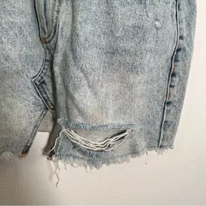 Zara Trafaluc Women's Sz Small Cut Off Denim Mini Skirt Light Acid Wash Distress thumbnail 7
