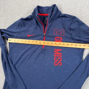 Ole Miss Rebels Nike Dri-fit Quarter Zip Pullover Women's Large Navy Blue Red thumbnail 6