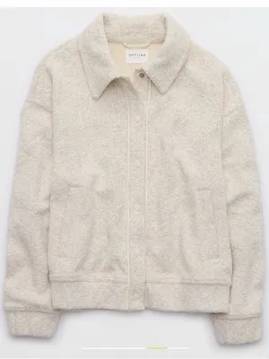 OFFLINE by Aerie Boucle Jacket Size Small Cream neutral textured thumbnail 1