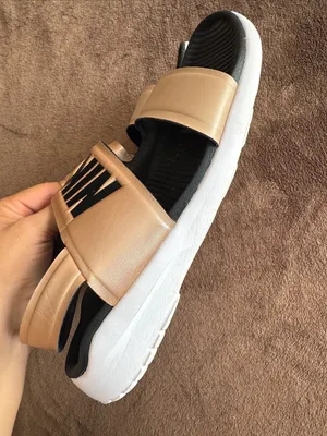 Nike Metallic Tan and Black Double-Strap Slide Sandals thumbnail 5