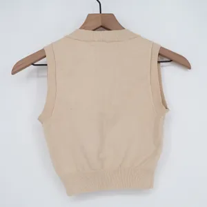 Full Tilt Womens Beige Argyle V-Neck Cropped Knit Sweater Vest Small thumbnail 3