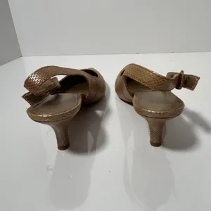 Circa Joan & David Luxe Carolynne Gold Snakeskin Leather Slingback Pumps 8M‎ thumbnail 8