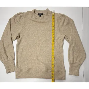 J.Crew Ribbed Crewneck Puff Long Sleeve Sweater Womens Size S‎ Brushed Tan New thumbnail 3