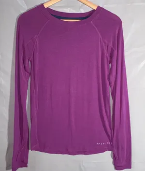 Free Fly Womens Bamboo Performance Long Sleeve Top Purple Raglan Thumbhole Small thumbnail 1