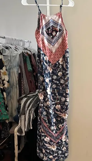 Pink Spaghetti Strap Sleeveless Maxi Sundress Size L thumbnail 1