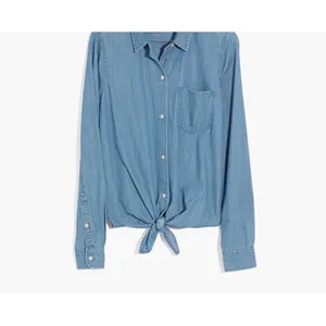 Madewell sz L Denim Button Roll Tab Collared Blouse Top Streetwear Minimal Norm thumbnail 4