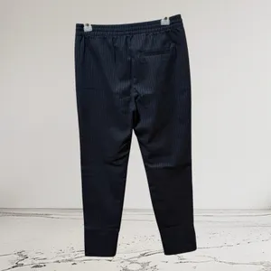 Gap Pinstripe Trousers Womens 0R Navy Blue‎ Excellent Drawstring Elastic Waist thumbnail 4