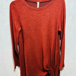 Emerald Rust Long Sleeve Knot Top Brown thumbnail 2
