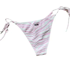 Triangle zebra pink tie up bikini bottoms  thumbnail 1