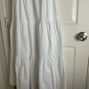 ZARA White Poplin Tiered Maxi Dress - Open Back Tie - Size L thumbnail 6