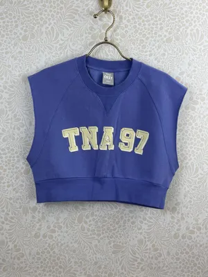 TNA by Aritzia Cozy Fleece Purple Sleeveless Crop Sweatshirt - Size - Medium thumbnail 2