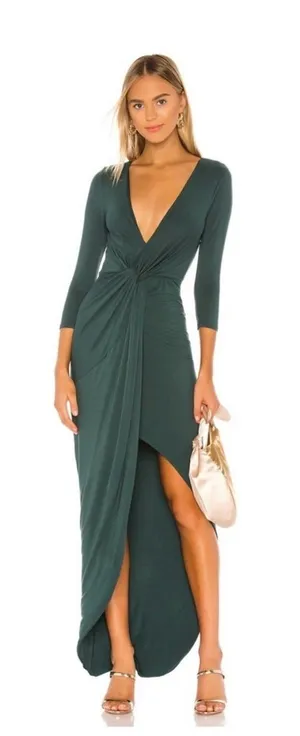 Lovers + Friends Sundance Deep Green Twist-Front Maxi Dress - V-Neck Long NWT thumbnail 1