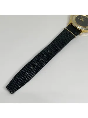 Vintage moulin women watch floating crystals gold tone 33mm black running thumbnail 4